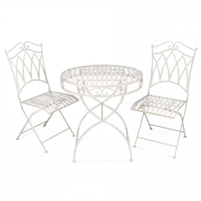 Outdoor furniture wrought iron folding garden bistro chair and table set