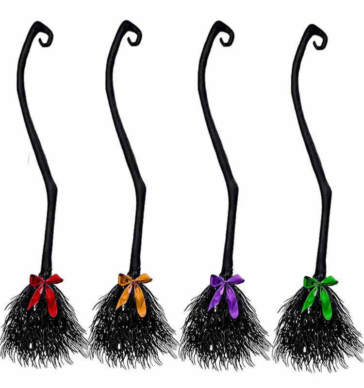 Wholesale Halloween Party Decorations Funny Black Plastic Witch Cosplay Dress up with Magic Broom Christmas Decorations Costumes