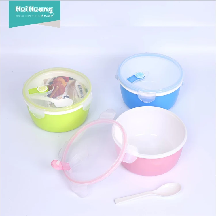
Hot selling promotion BPA free 1.2 L round lunch set reusable lunch box food containers with spoon 