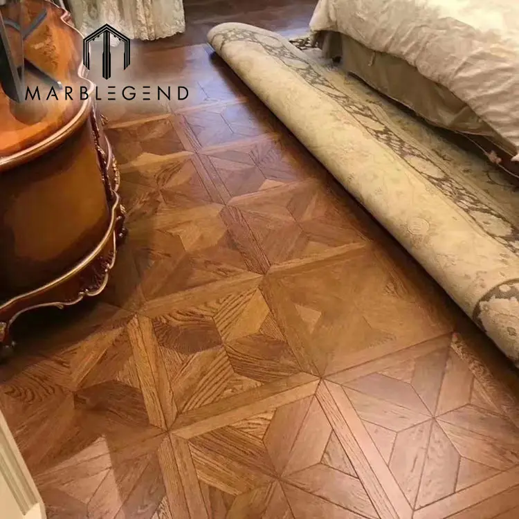 Custom wooden floor parquetry design patterns solid walnut wood parquet flooring for interior decor