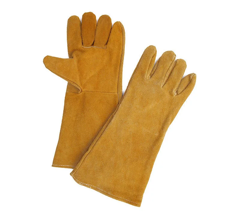 Yellow Cow Split Leather Long Sleeves Custom High Dexterity Welding Gloves for Tig Welder