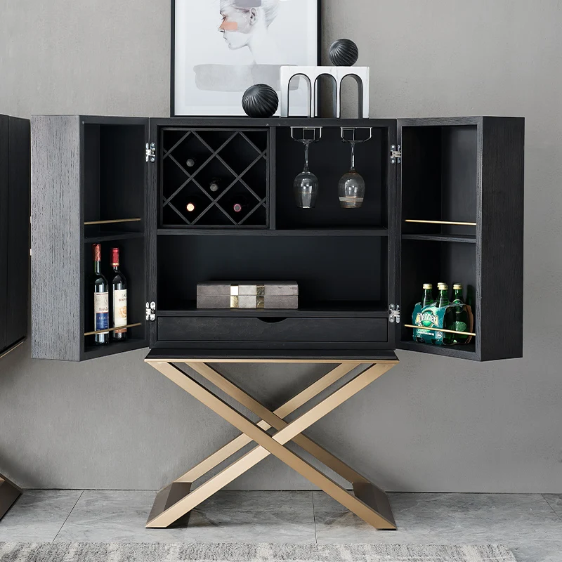 2021 New Design Wine Cabinet Luxury Good Quality Wood Wine Cabinet with Stainless Steel Frame Wine Cabinet