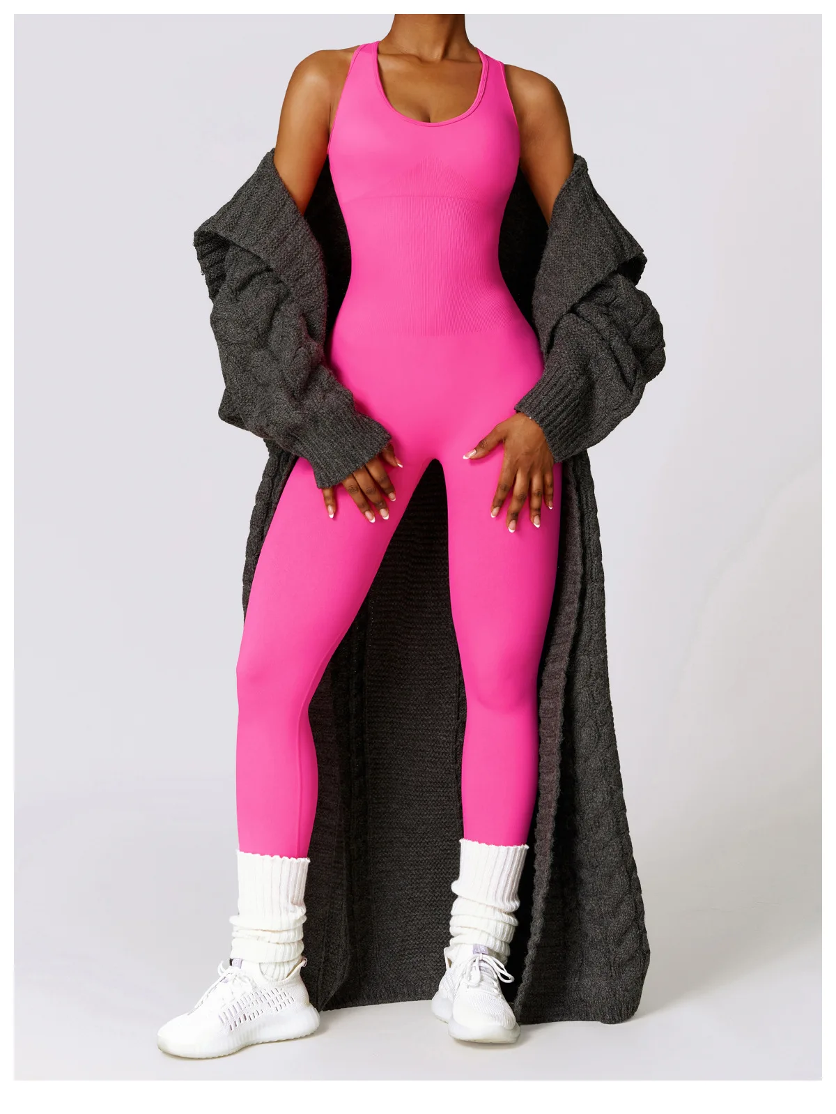 U Neck Fitness Clothes Seamless Women Activewear Set Gym Fitness Running Womens Sportswear Hollow Back Yoga Suits Jumpsuit