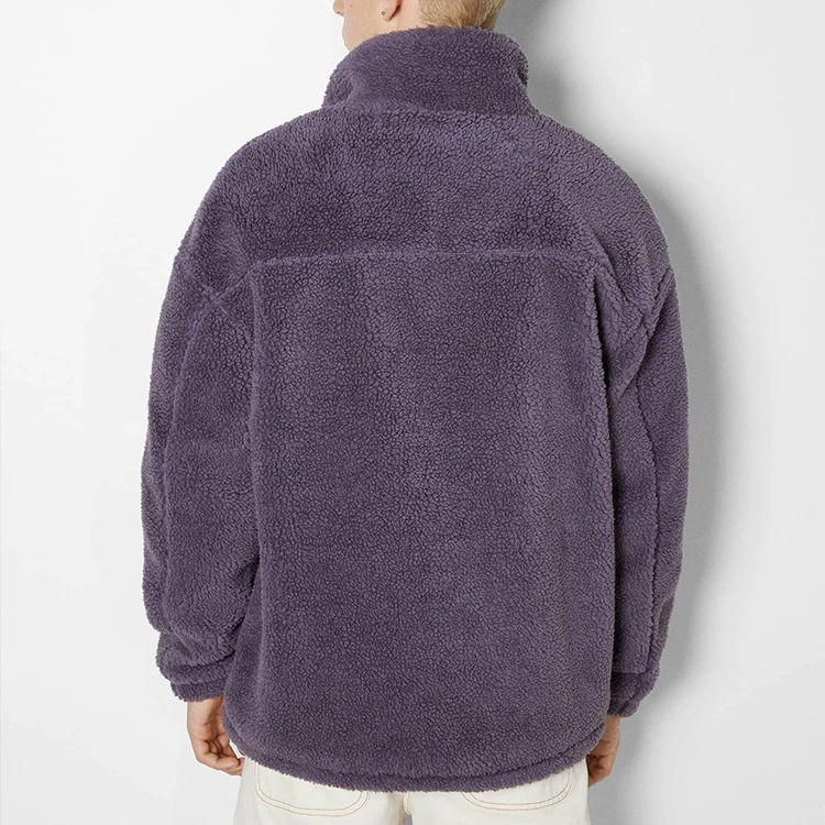 OEM custom embroidery logo winter sherpa fleece jacket men
