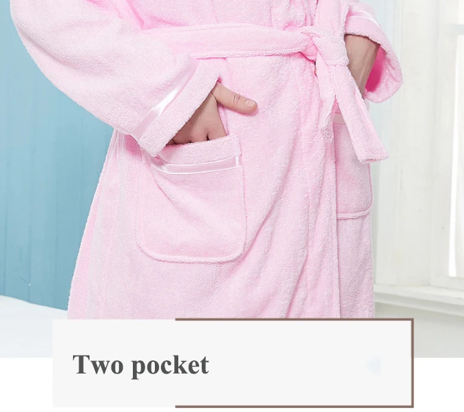 New Style Blue Cotton Waffle Knitted Bathrobe Set Thermal Nightgowns for Bath Sleepwear Solid Pattern Plain Printing for Hotels