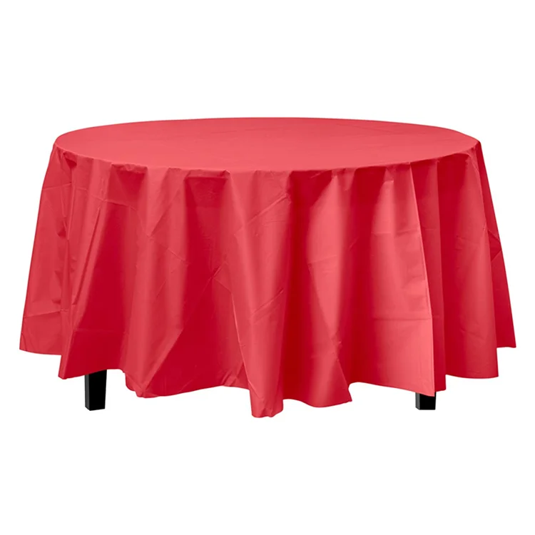 Wholesale Custom Solid Color Tablecloths Reusable Plastic  PEVA Party Round Rectangle Table Covers