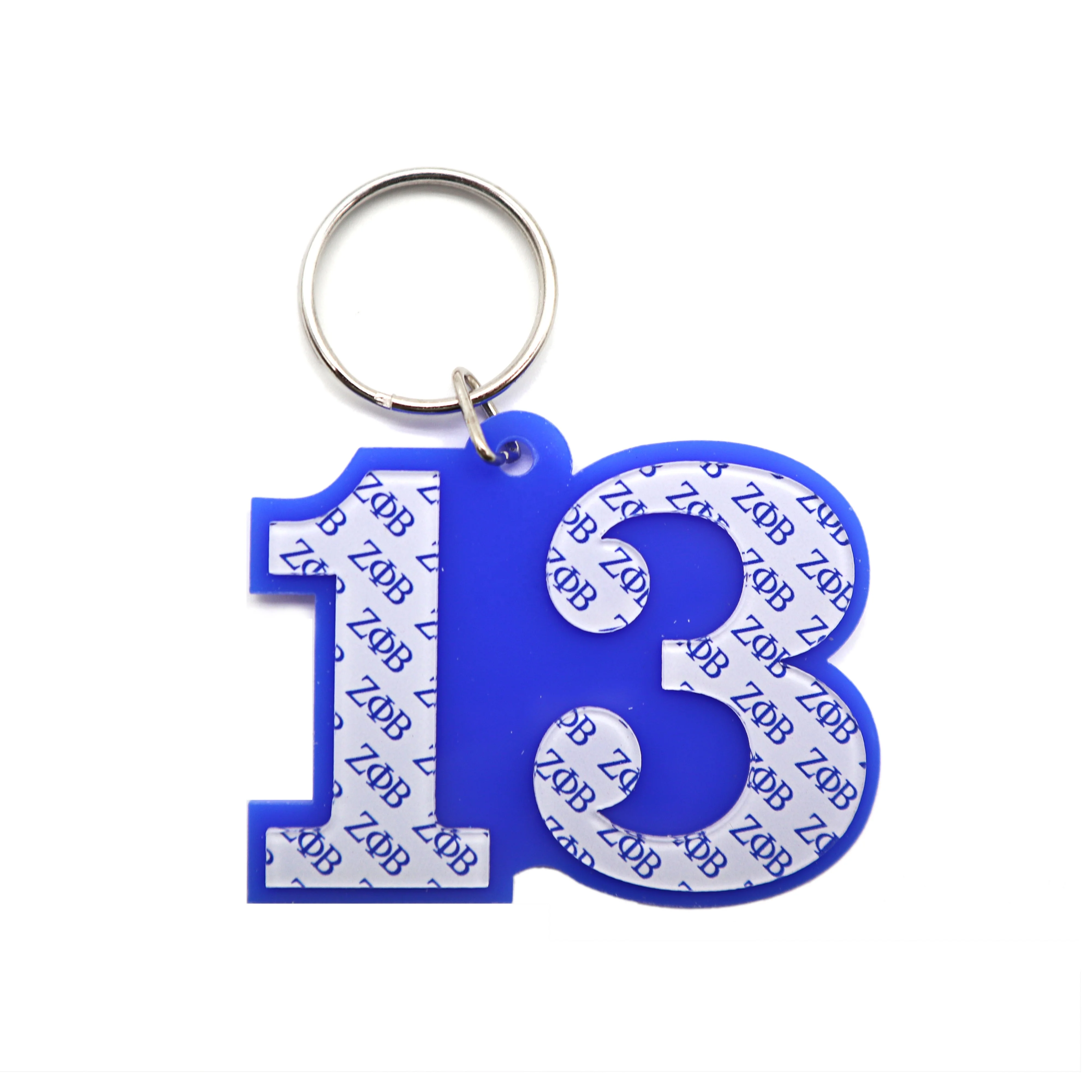 Cute Zeta Phi Beta Sorority Chapters Acrylic Line #13 Number Keychain Greek Letters Plastic Year Keychain Motel Keychain