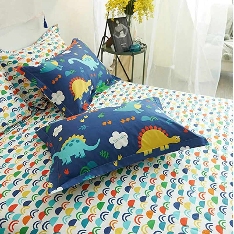 100% Cotton Lovely  Pattern Print Bed Pillowcases Set of 2 Queen Kids Pillow case Covers For Boys and Girls