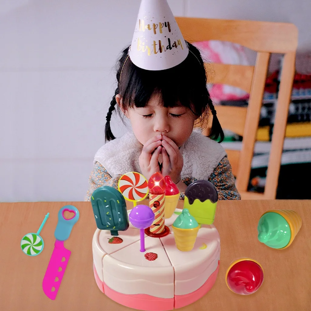 Baby 2-4 Year Pretend Play Preschool Kitchen Food Toys Birthday Cake Toy Pretend Play Toy Cake
