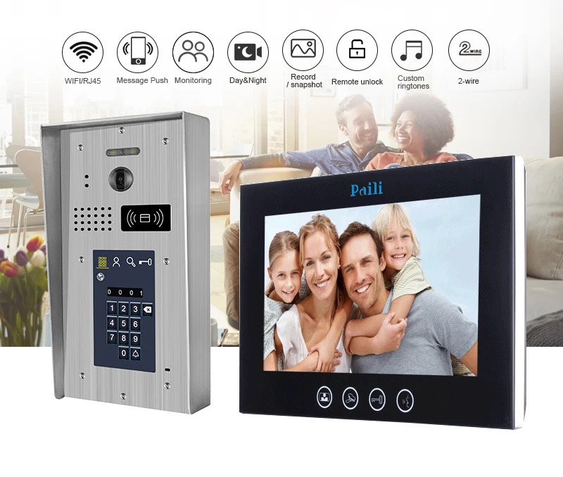 2 wire multi apartments intercom system doorbell 10 inch color video door phone for 7 family
