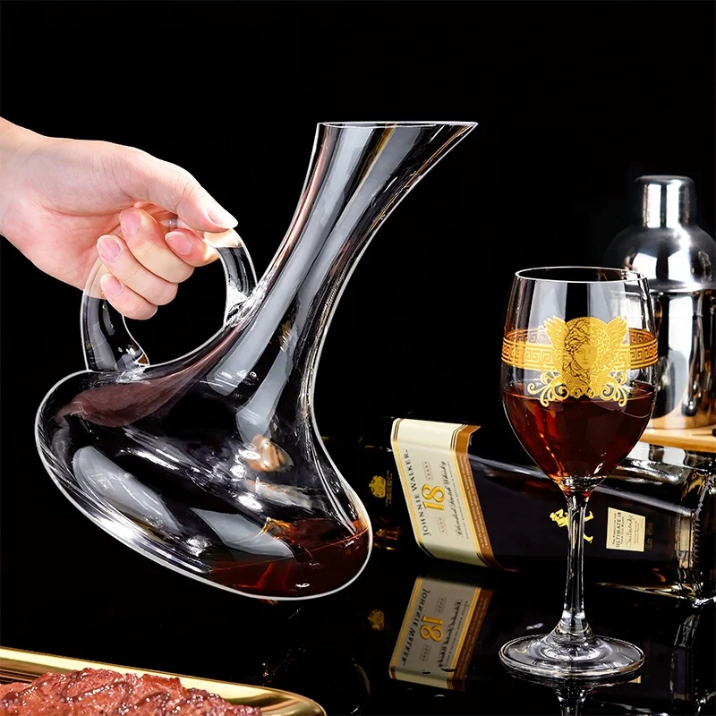 Elegant Lead-Free Crystal Glass Wine Dispenser Decanter with Modern Candle Holder Quality Transparent round Bottle for Parties
