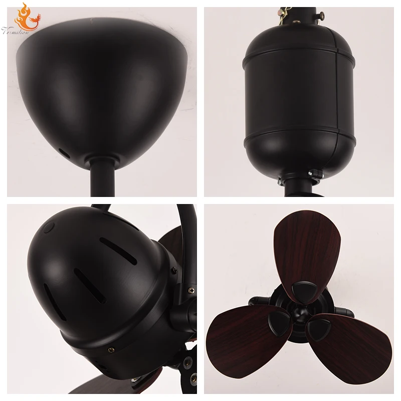 high quality 16 inch dc motor 3 wooden blades black ceiling fans small designer ceiling fan Wood Body Led Ceiling Fa