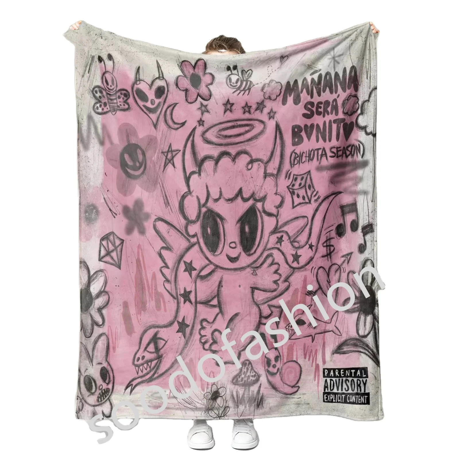 China Factory Customized new design cartoon Karol G Peso Pluma Blanket Flannel fleece throw travel Halloween blankets