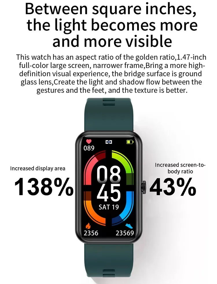 smartwatch L16wearable devices digital watches 1.47 inch big screen Waterproof Blood Pressure for xiaomi iphone samsung phone