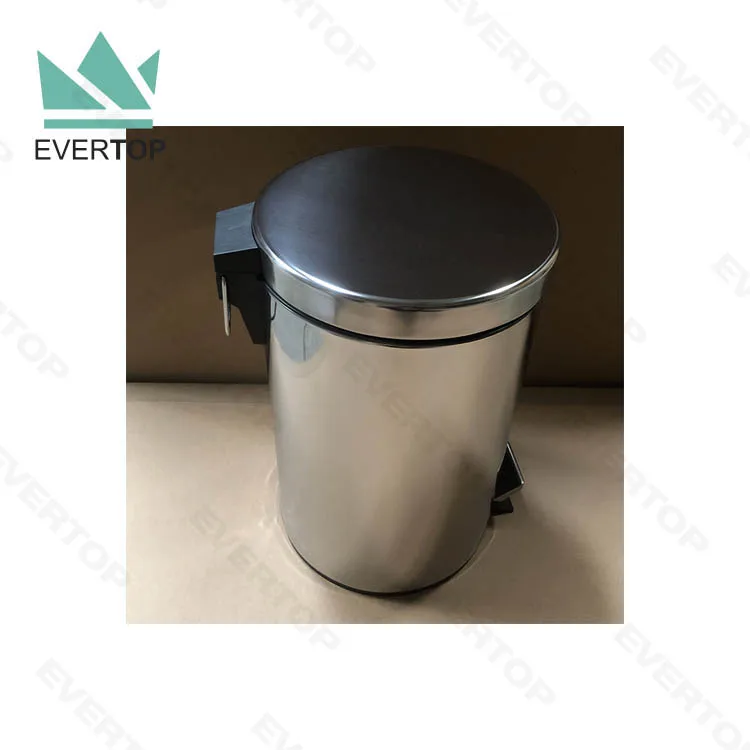 PD-S01  8L 12L 20L 30L Stainless Steel Soft Close Foot Pedal Dustbin Step Dust Bin Round Trash Bin Pedal Bin 12L China Trash Can