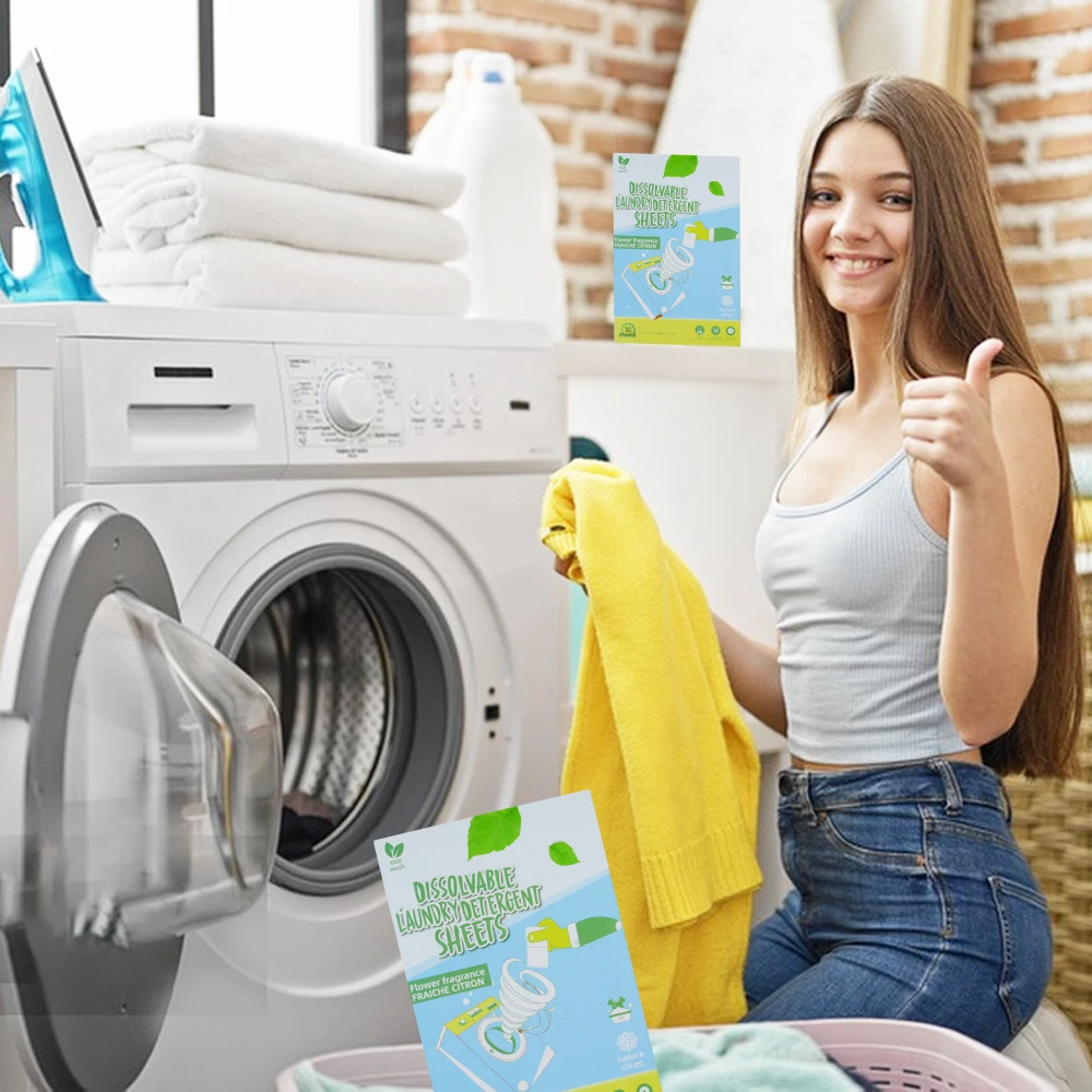 Original Eco-Strip Liquidless Laundry Detergent Travel Laundry Sheets wholesale no plastic Laundry Detergent Sheets 30sheets