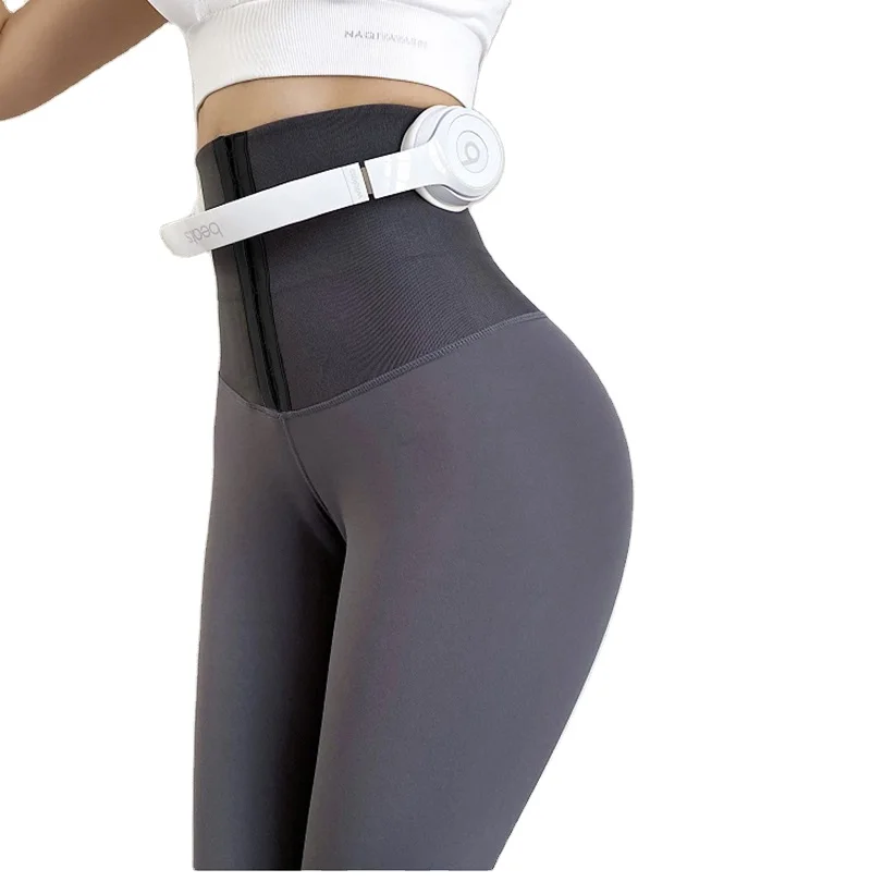 Waist Trainer Leggings Tummy Control High Waist Corset Workout Pants Yoga Leggings With Hooks