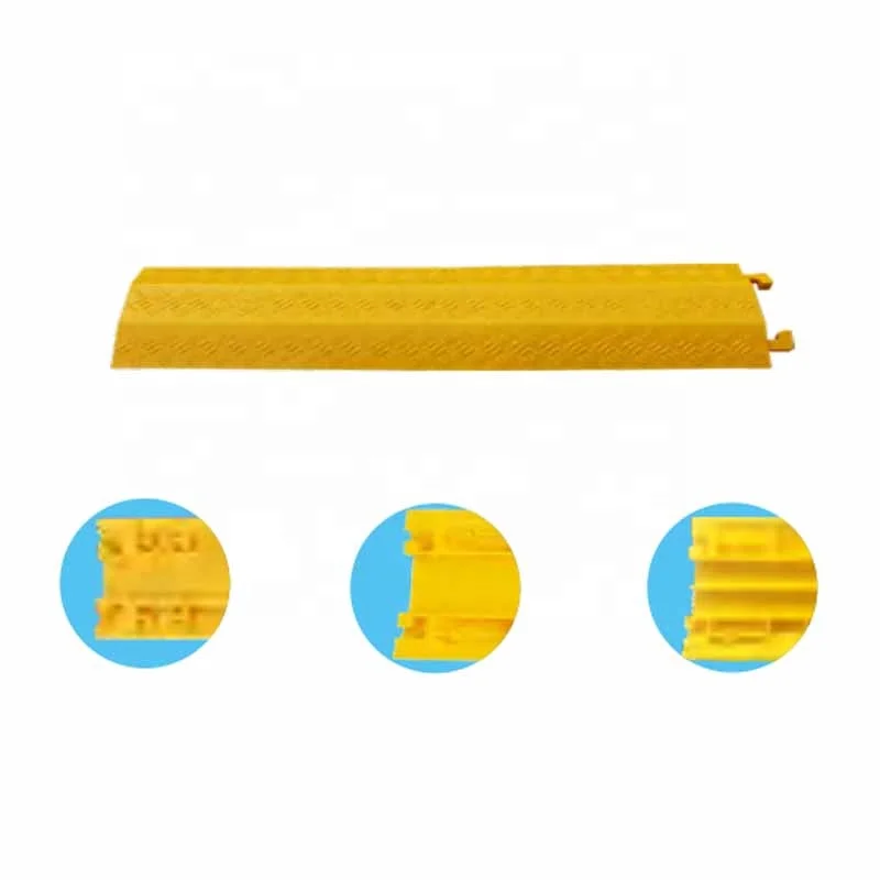 Yellow Cable Protector Ramp with 2 Channels,Rubber wire Cable Protector,Rubber Cable Ramp Hose/Cable Protector Ramp