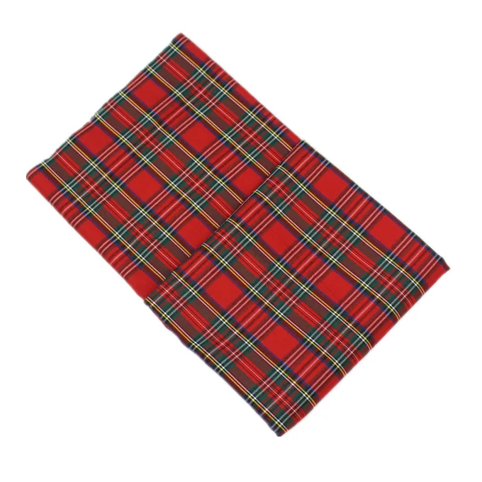 Stock christmas 100% polyester red and green plaid fabric for uniforms, shoes, bags, accessories, school uniforms
