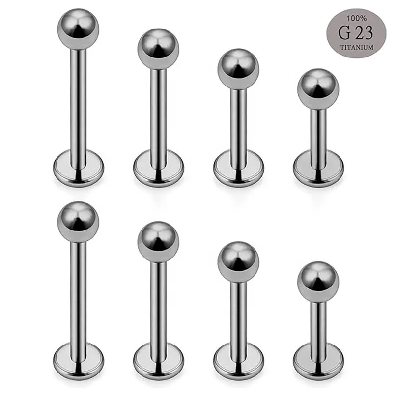 ASTM F136 G23 Titanium16g шарик с внутренней резьбой плоская задняя губная губа пирсинг ювелирные изделия для губ шпильки