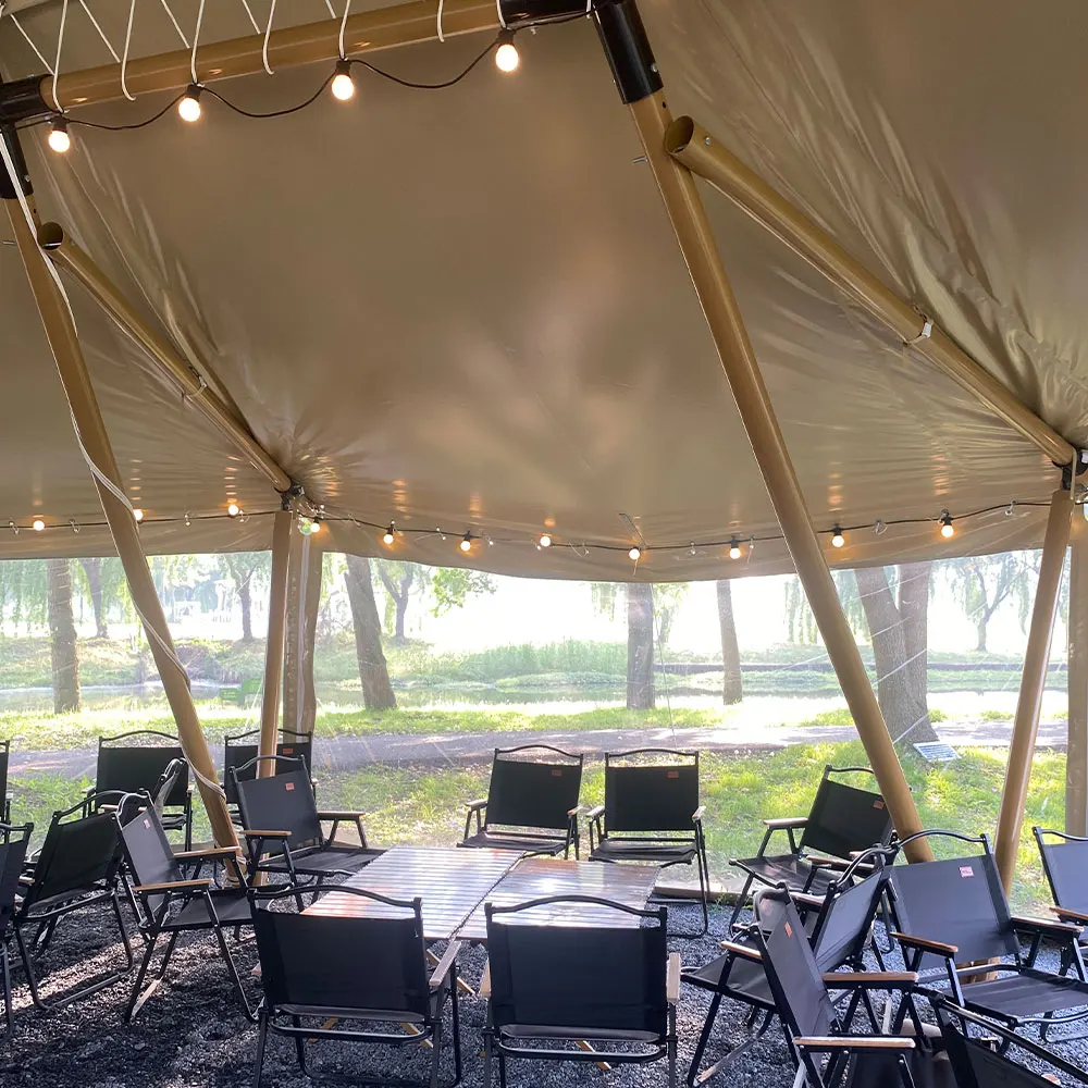 Wooden Canvas 8m 10m 12m Large Canopy Glamping Safari Tipi Tent For Camping