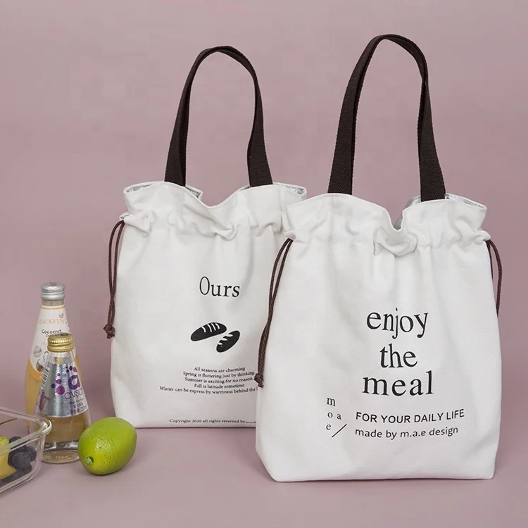 heavy duty coton canvas drawstring cooler bag