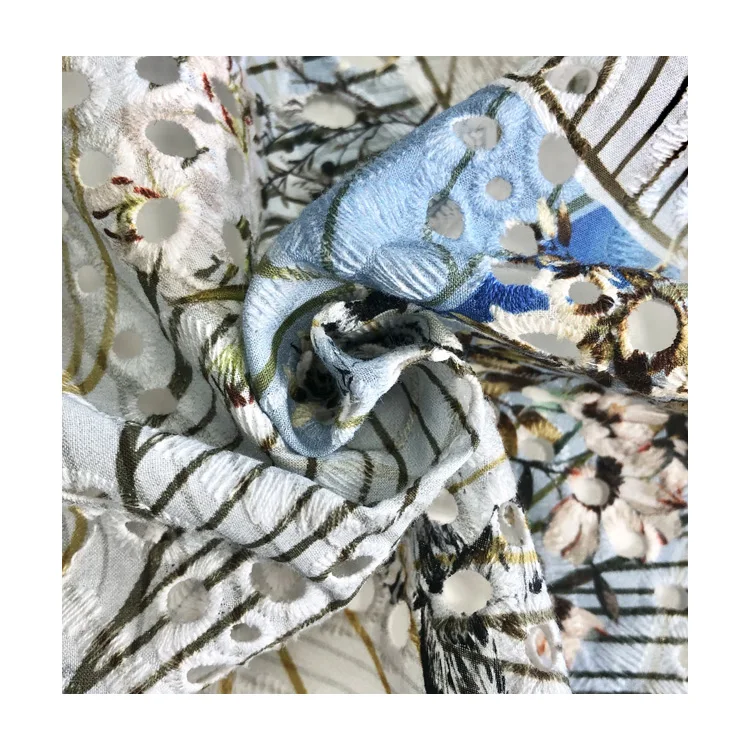 Высокое качество Новый дизайн 100% хлопок цветочный принт вышивка ткань для женщин платье