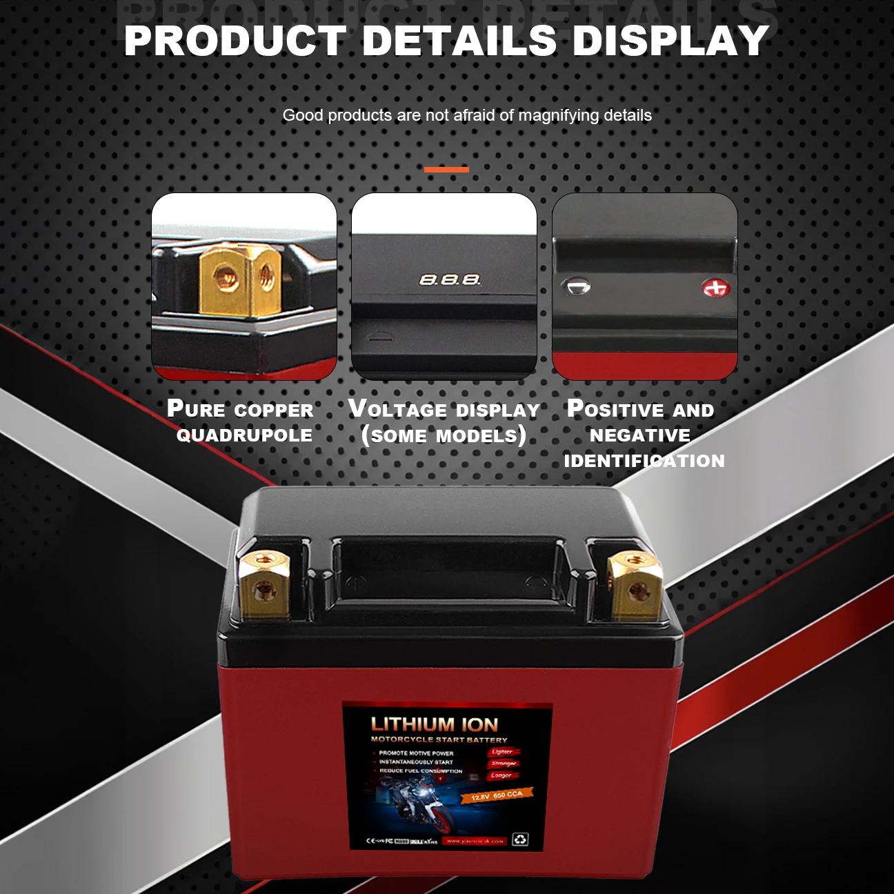 LFP20L-BS 12V 48V Rechargeable motorcycle starting Harley, KTM, Yamaha lithium iron battery lifepo4 battery 20AH