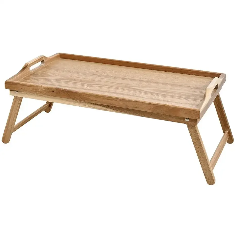 Bamboo Bed Trays for Eating Breakfast with Handles Folding Legs for Adult Kids Eating Snack and Laptops TV