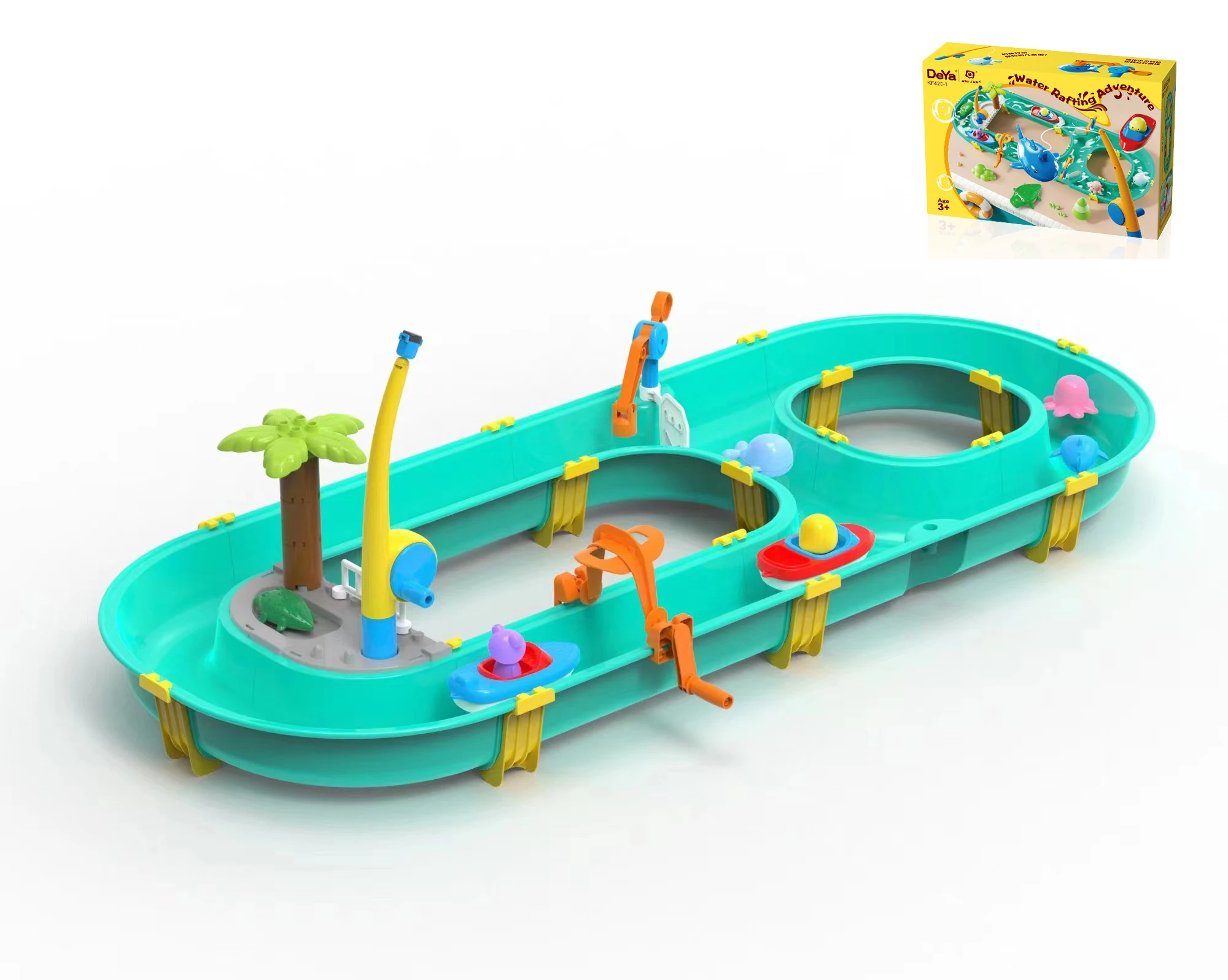 2024 Hot summer toys water rafting adventure park track can DIY fishing assembly set beach toys