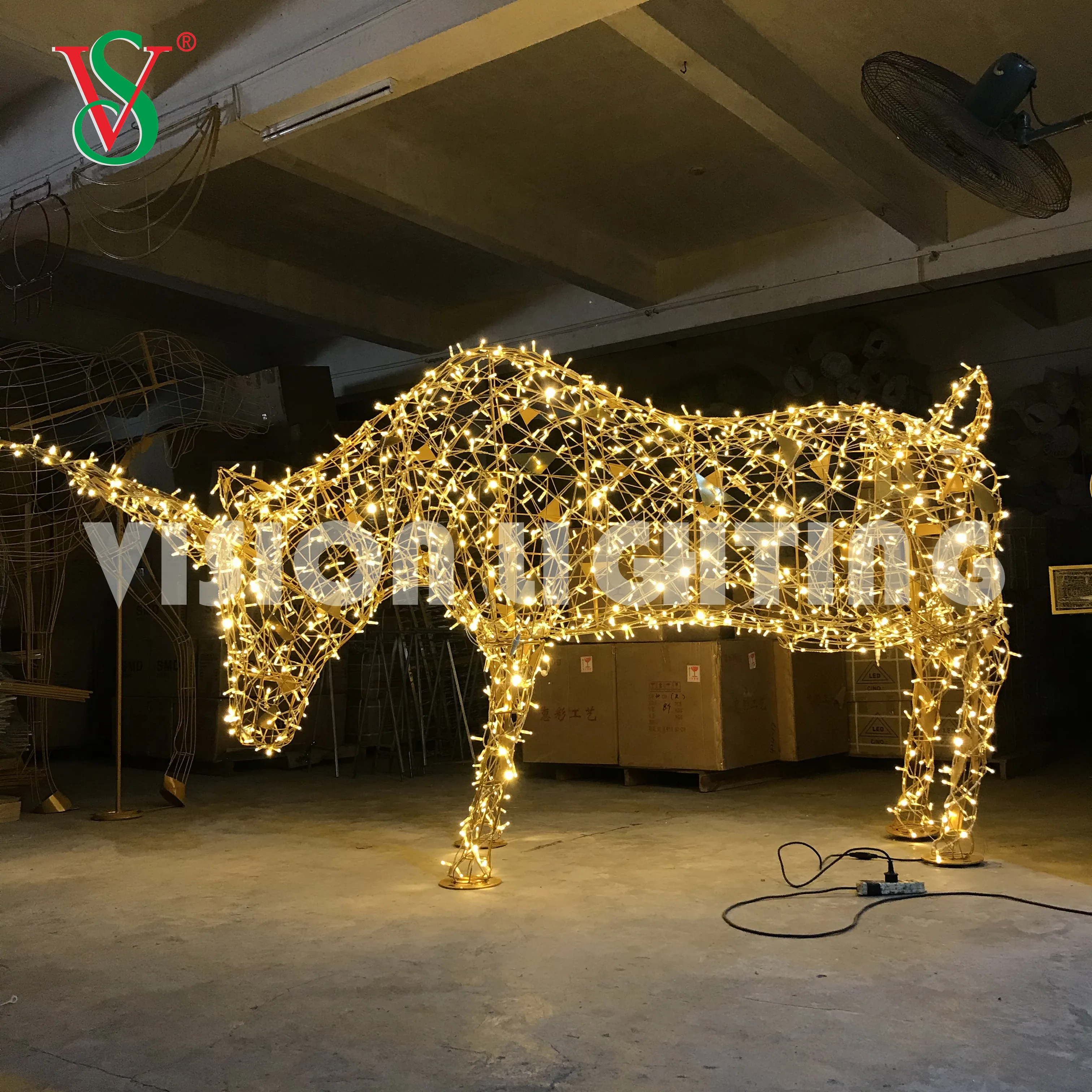  Светодиодная яркая 3D Скульптура Быка OX с имитацией освещения для наружного