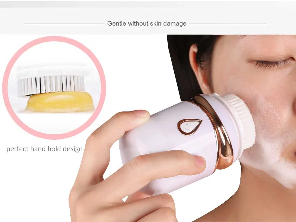 Sonic Vibration Waterproof Gentle Facial Cleansing Brush Portable Face Brush Cleansing