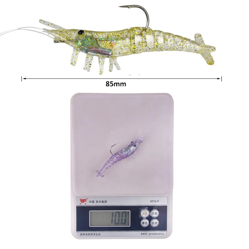 8.5cm 10g  Prawn bionic bait soft plastic  Fishing Lure With Hook Sea Fishing  silicone  Shrimp Soft Lure