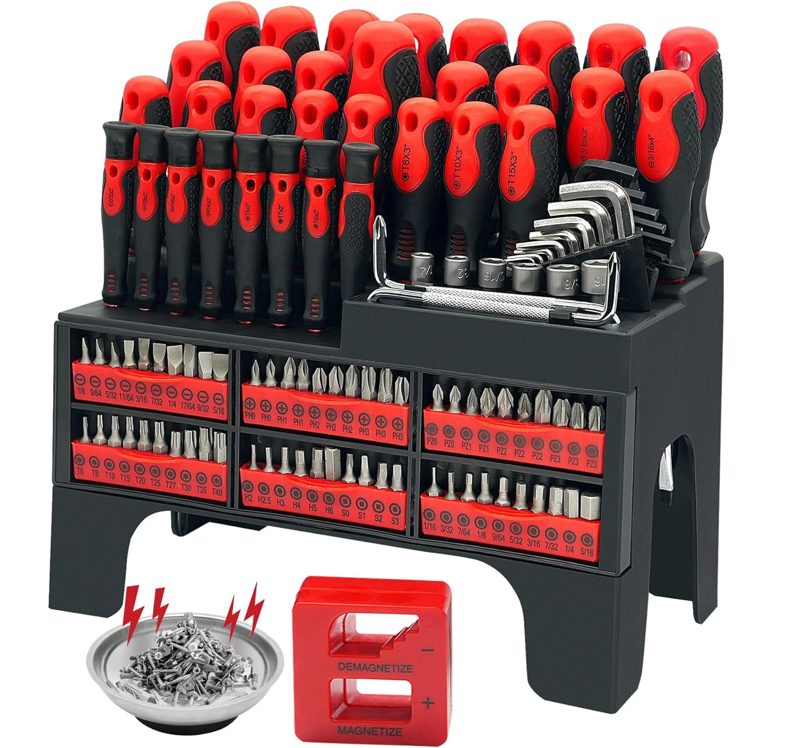 TOOLJOY 100PCS Insulated Screwdriver Set Hand Tool Set Magnetic Screwdriver Sets for Repairing