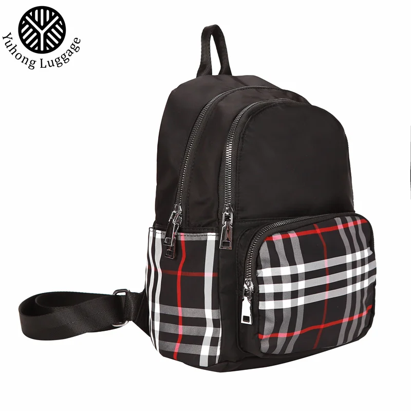 Yuhong  Korea Style Woman Casual Large Capacity backpack Popular College Backpack Stylish Custom Grid Nylon Student Backpack