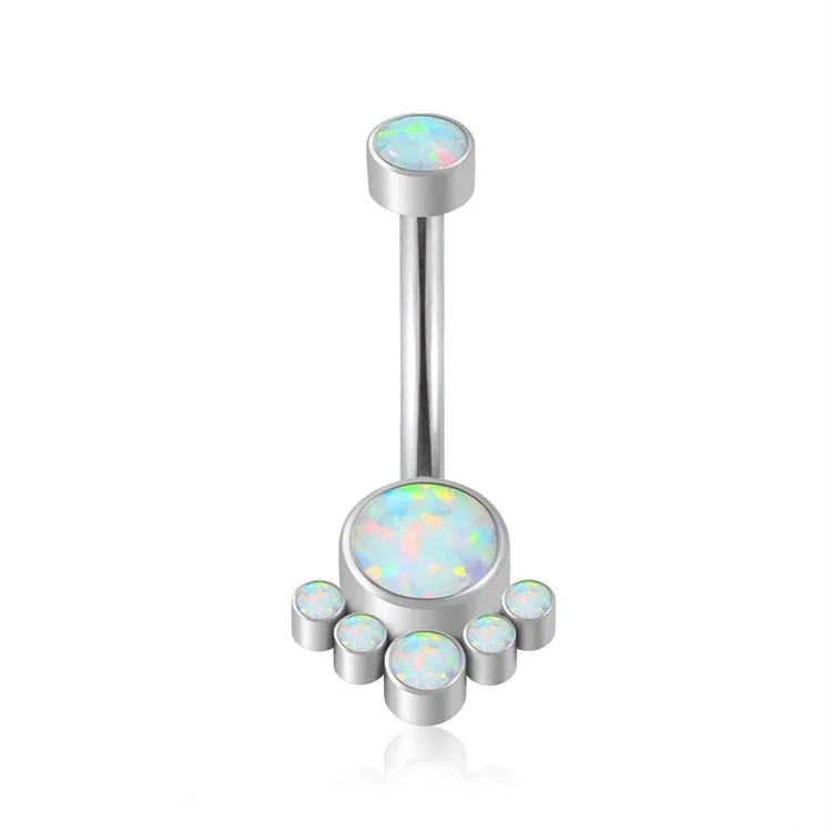 Fashion Astm F136 Titanium Internally Threaded Cz Stone Belly Button Rings Navel Piercing