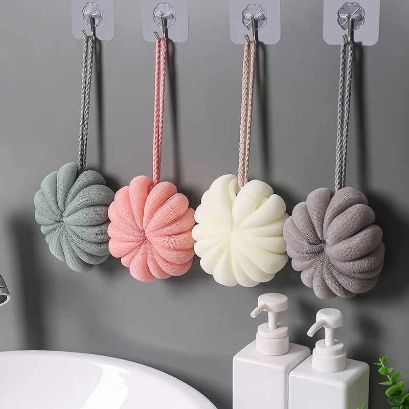 OEM Ball Baby Natural Real Egyptian Shower Foam Pumpkins Fruit Shaped Loofah Long Bathing Compression Bath Sponge For Bathing