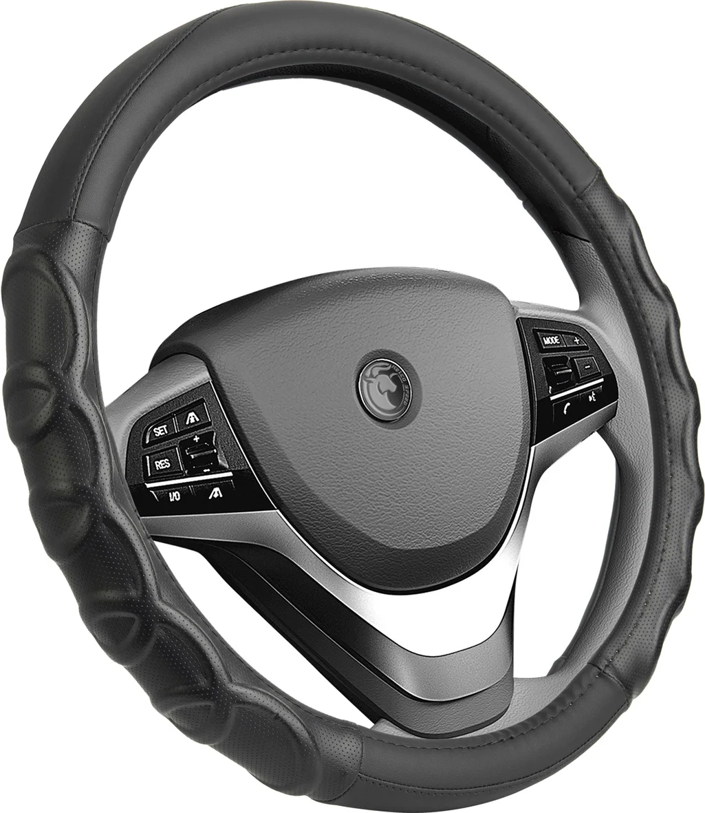 MELCO Advanced Traction Grip, Car Steering Wheel Cover for Truck Van SUV Auto,Black /Red, Steering Wheel Cover for Car