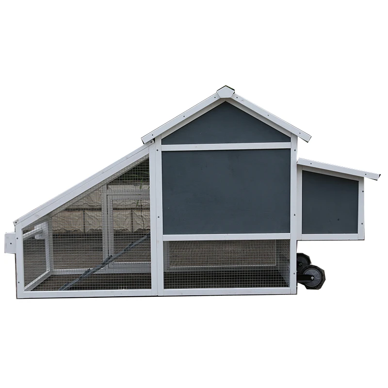 WoodVille Compartment Backyard Wooden Large Sloping Roof Chicken Coop With Wheel