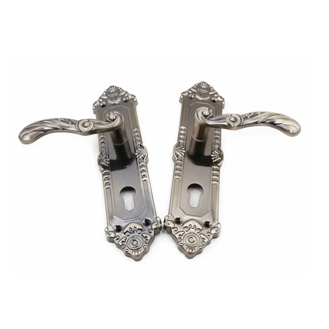 Hot Sale High Quality Aluminum Iron Industrial Lever Door Handle Golden Electroplating Finish Lever Handle With Cylinder Hole