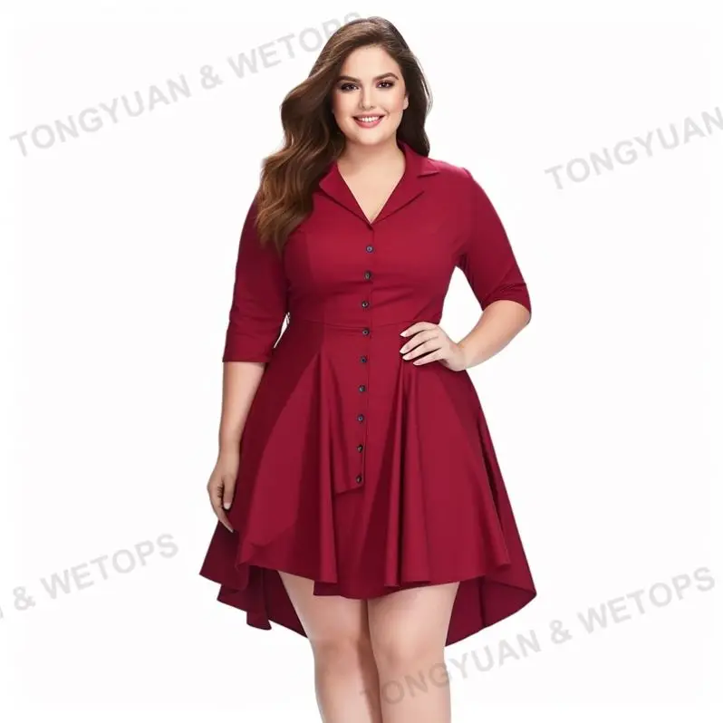 2024 Hot Sale  Elegant Casual Plus Size Dress Blouse Peplum Office Dress Plus Size Maxi Dresses Women