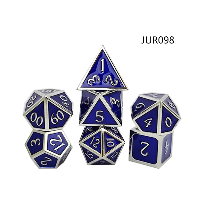 Polyhedral metal dice set enamel color printed custom 20 sided dice packed with velvet bag