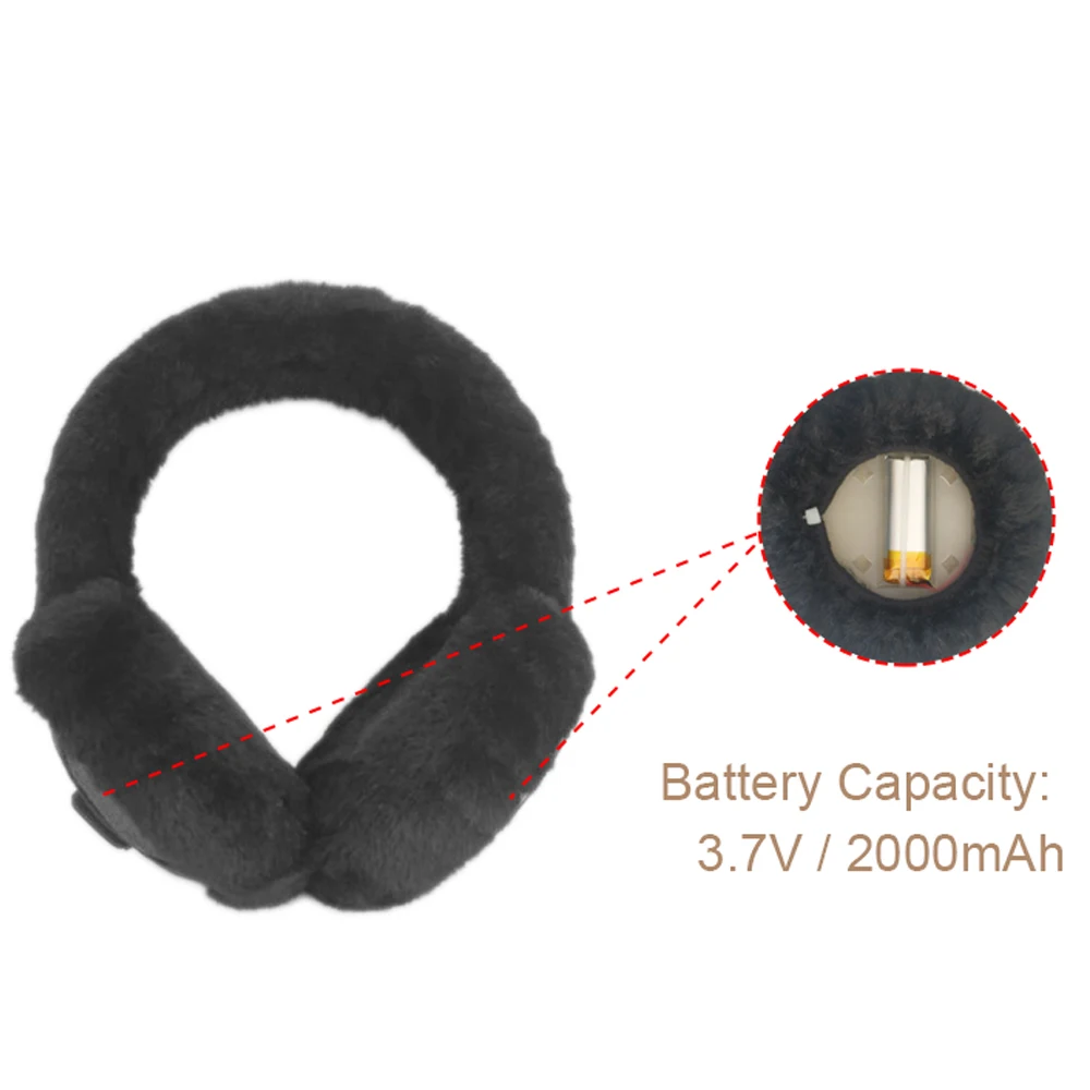 Adjustable Wireless Electric Heated Ear Warmer with 2000 mAh Li-ion Battery For Running In Cold Winter
