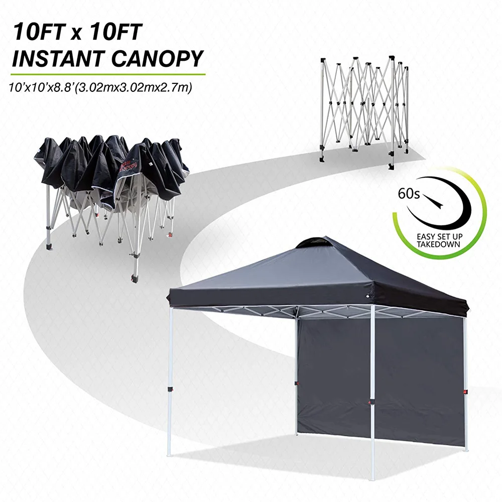 
3x3 Large Pvc Coated, 4 Legs Folding Awning Trade Fair Tents Pop Up Gazebos With Sides Screen Heavy Duty Outdoor Business Work/ 