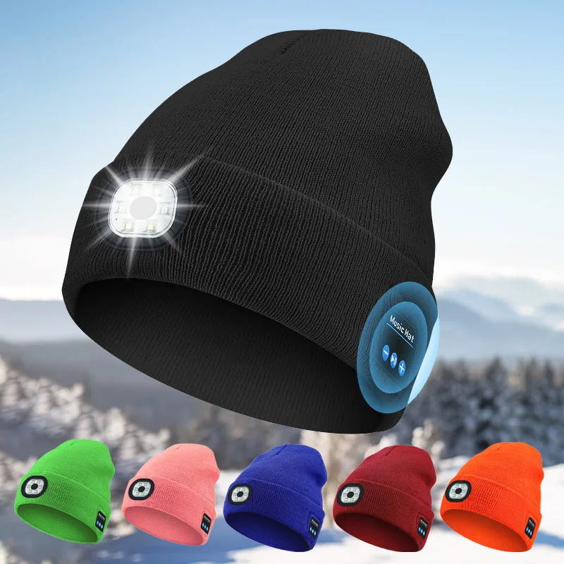 LED Bluetooth Hat Warm Winter Music Beanie with Light Ideal for Running and Skiing