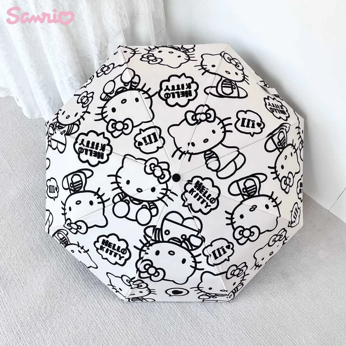 Kawaii Sanrio Kitty Зонт портативный от дождя и блеска автоматический складной зонт с мультяшным рисунком для девочек подарок