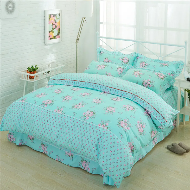 Cotton Bedding Duvet Cover Sets Flower Pattern Queen Comforter Quilt Cover Sets 1 Duvet Cover 2 Pillowcase