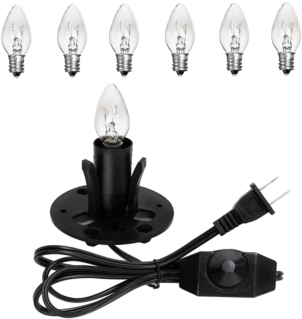 Nema 1-15P Flat 2 Pin Plug Power Lap Lighting Switch Set Wire With Holder Us Salt Lamp Cord