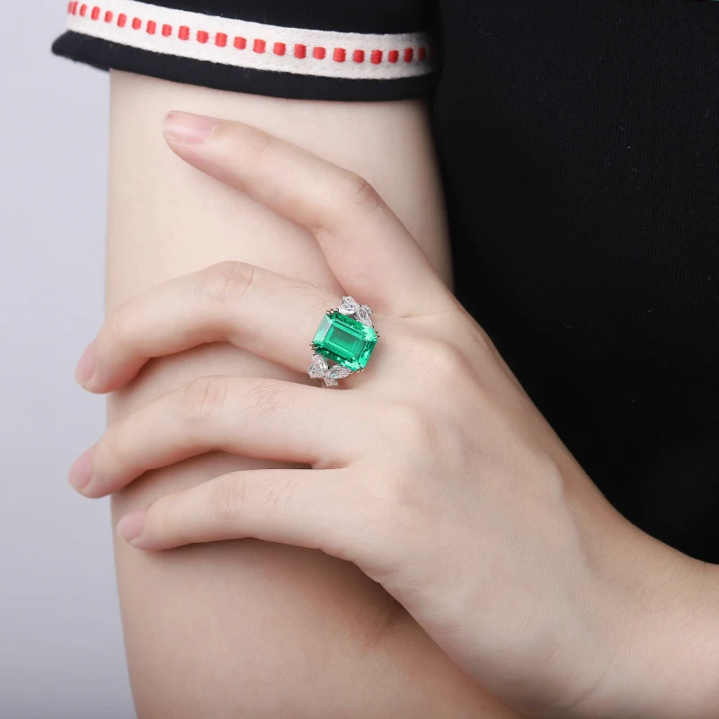 Anster высококачественный лабораторный Выращенный изумруд 6.262ct большой камень 18k золото с пользовательским логотипом дизайн обручальное кольцо