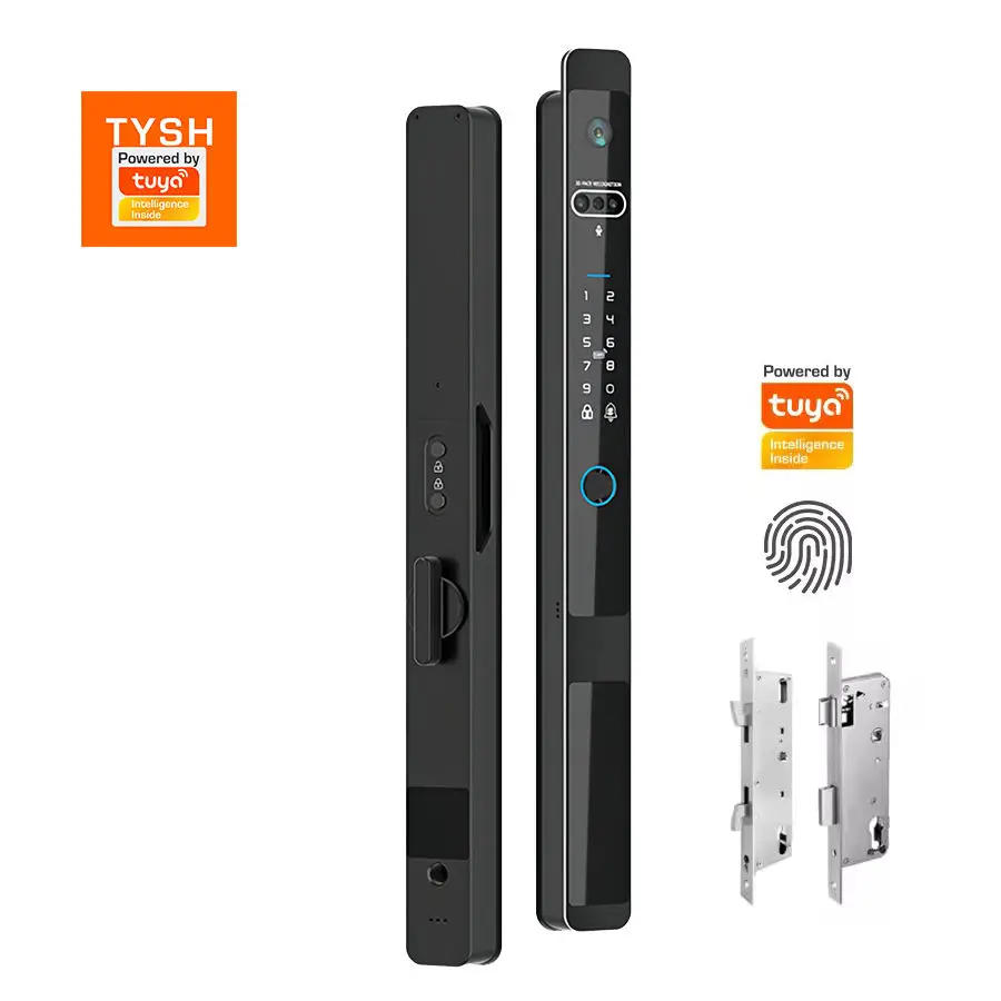 Tuya Wifi Automatic Digit Smart Lock Door Rfid Card 3D Face ID Home Security Biometric Fingerprint Lock  With Camera